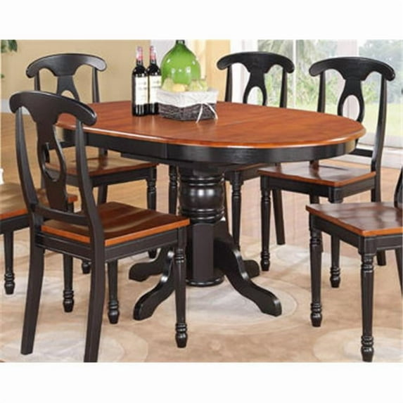 East West Furniture KT-BLK-T Kenley 42'' x 60'' Single Pedestal Oval Dining Table with 18'' Butterfly Leaf