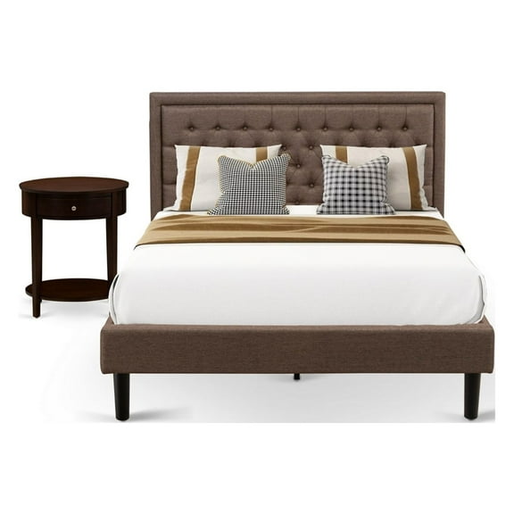 East West Furniture Kendall 2-Piece Wood Queen Bedroom Set in Brown/Mahogany