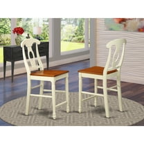 East West Furniture Kenley 11" Wood Counter Stools in Cream/Cherry (Set of 2)