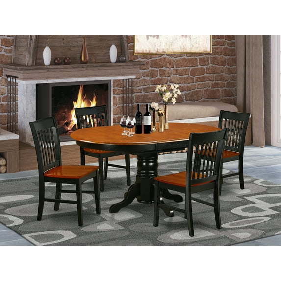 East West Furniture Dining Room Set Black & Cherry, KENO5-BCH-W