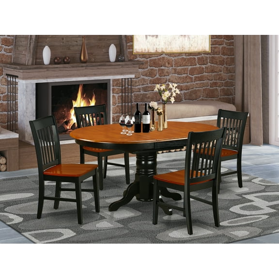 East West Furniture Dining Room Set Black & Cherry, KENO5-BCH-W