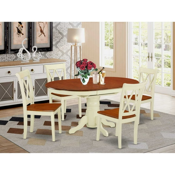 East West Furniture Dining Room Set Buttermilk & Cherry, KECL5-BMK-W