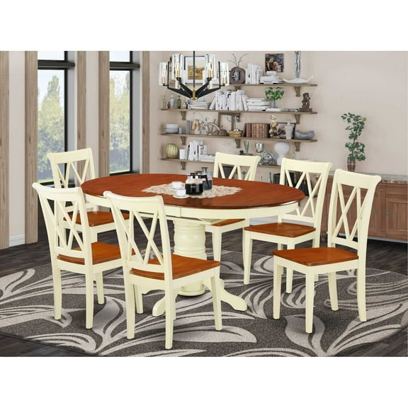 East West Furniture Dining Room Set Buttermilk & Cherry, KECL7-BMK-W
