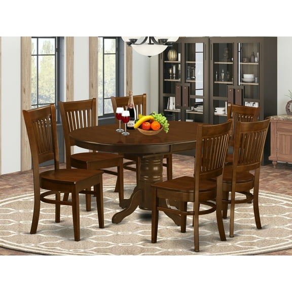 East West Furniture Kenley 7-piece Wood Dining Table and Chair Set in Espresso