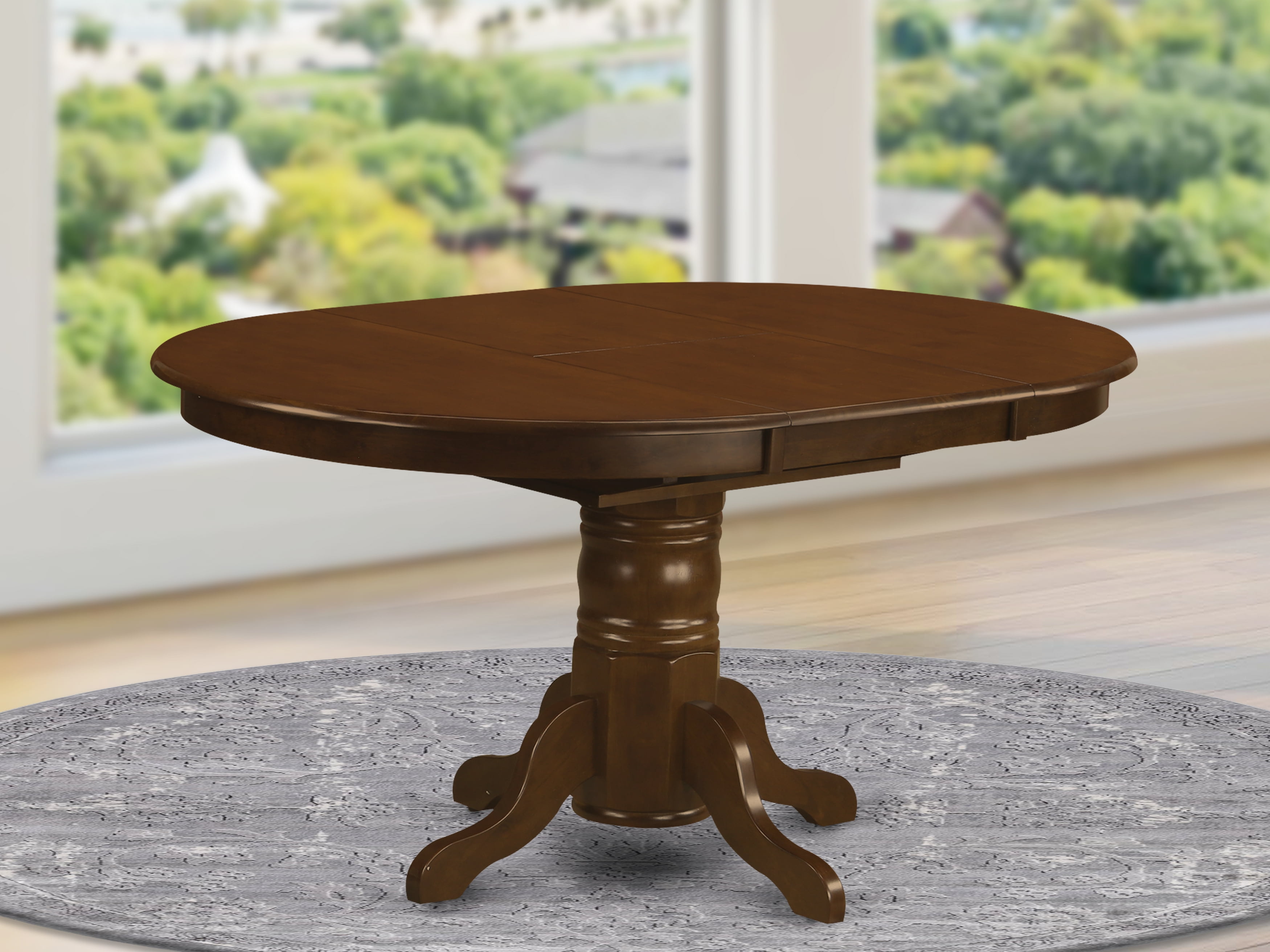 60" Round Extendable Wood Dining Table in Espresso