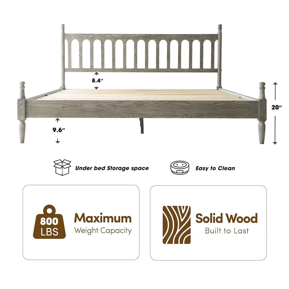 Traditional Frames East West Furniture King Wooden Platform Bed Frame, Weathered Gray Oak ...