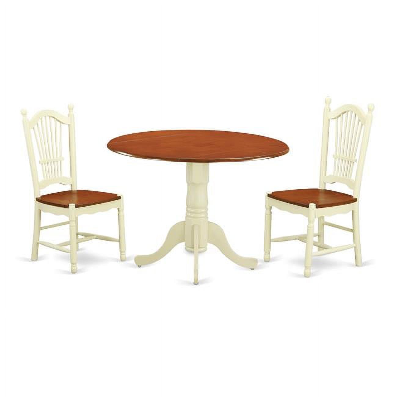 East West Furniture Kitchen Set Buttermilk & Cherry 3 Piece