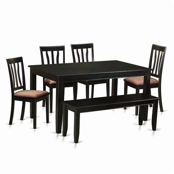 East West Furniture Kitchen Nook Dining Set - Black - 6 Piece