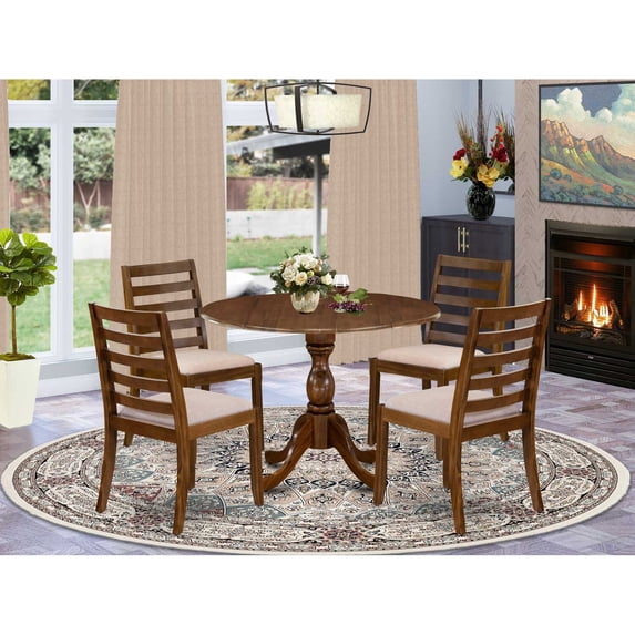 East West Furniture Dublin 5 Piece A Dinner Table Set in Walnut Finish
