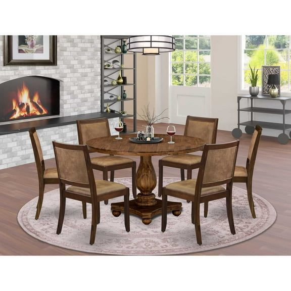 East West Furniture Irving 7 Piece A Dinner Table Set in Walnut Finish