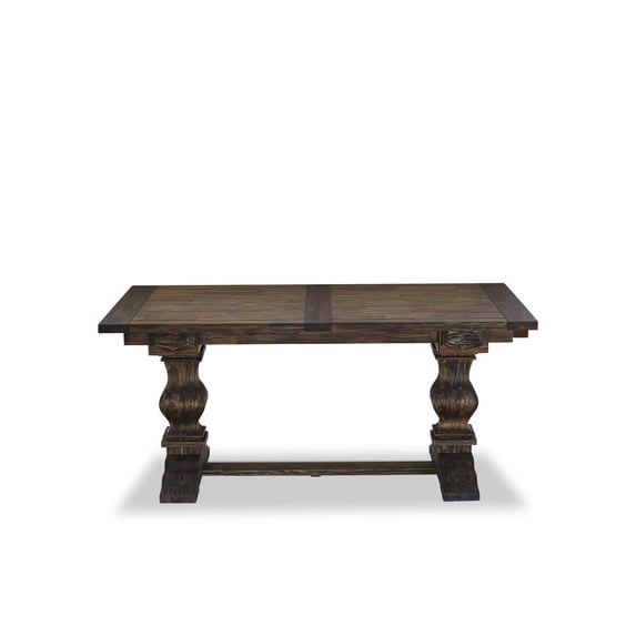 East West Furniture LADA7-07-T24 7 Piece Dining Table Set Includes a Rectangle Kitchen Table with Butterfly Leaf and 6 Upholstered Chairs, 42x92 Inch, Distressed Jacobean