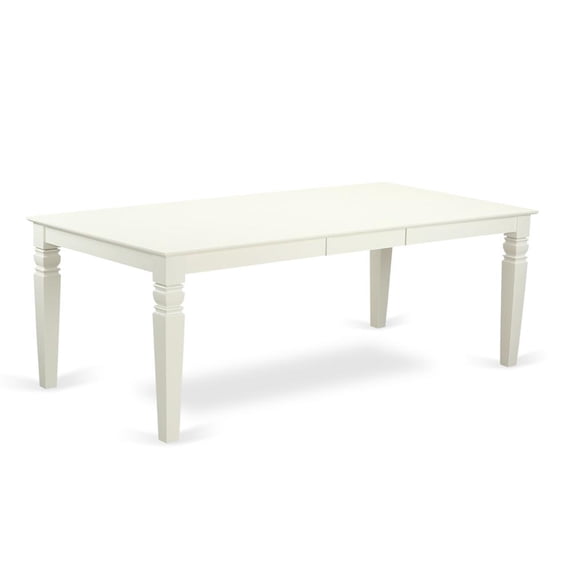 East West Furniture LGDA5-LWH-23 5 Piece Dining Room Set Contains a Rectangle Kitchen Table with Butterfly Leaf and 4 Upholstered Parson Chairs, 42x84 Inch, linen white
