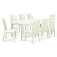 thumbnail image 1 of East West Furniture Logan 9-piece Wood Dining Table and Chair Set in Linen White, 1 of 6