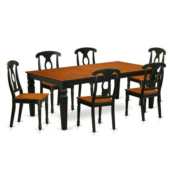 East West Furniture LGKE7-BCH-W Table Set with One Logan Table & Six Chairs, Black & Cherry - 7 Piece