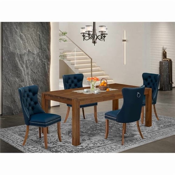 East West Furniture Lismore 5-Piece Mid Century Kitchen Table Set in Walnut