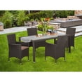 thumbnail image 1 of East West Furniture LUVL5-63S 5 pc Outdoor Wicker Backyard Dining Set for 4 in Dark Brown Finish, 1 of 5
