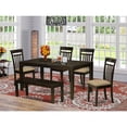 thumbnail image 1 of East West Furniture LYCA6-CAP-C 6 Piece Kitchen Table With Bench-Kitchen Tables With Leaf and 4 Kitchen Dining Chairs Plus Bench, 1 of 5