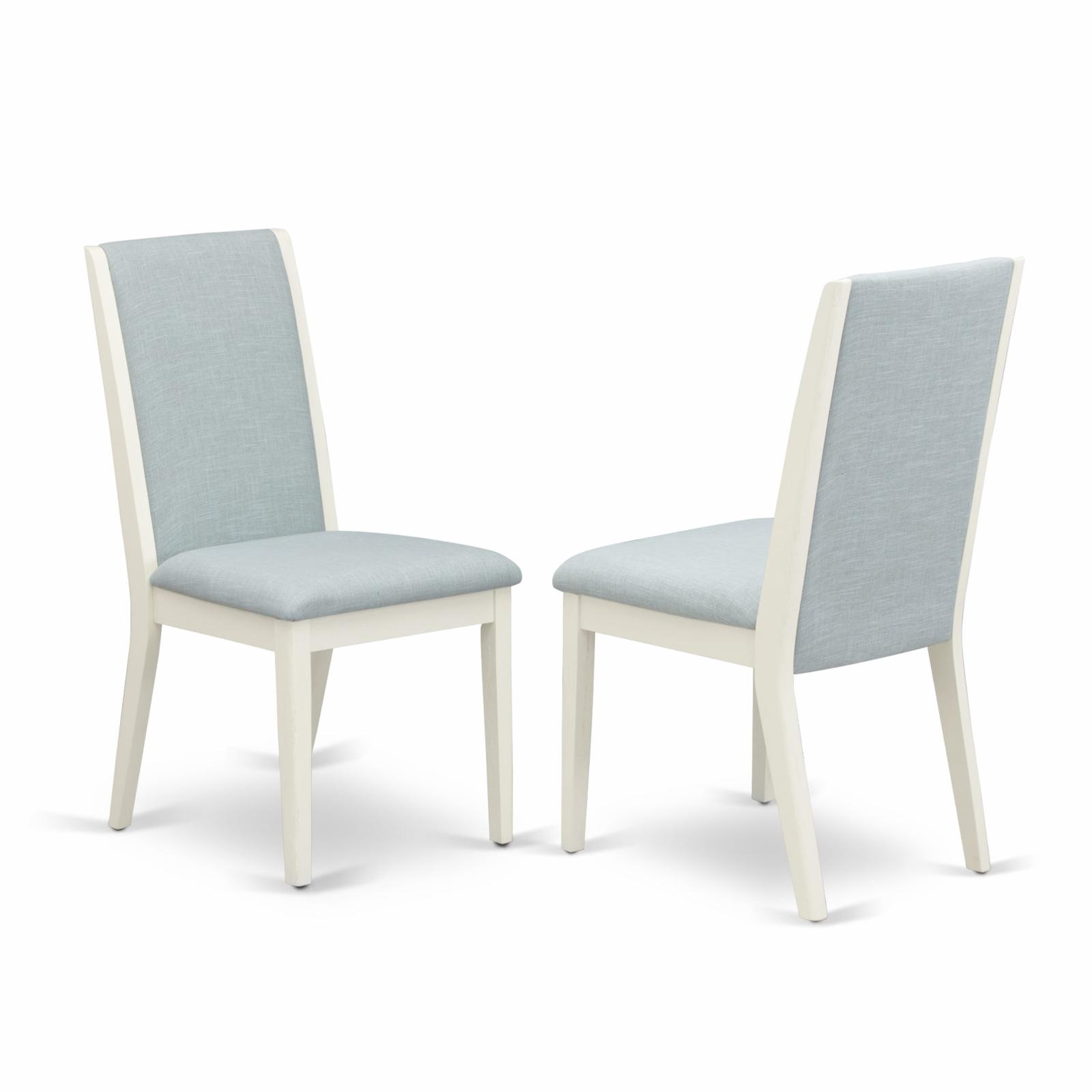 East West Furniture Lancy Baby Blue Linen Fabric Kitchen Chair Seat