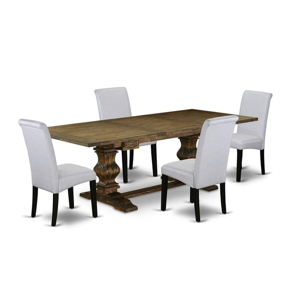East West Furniture Lassale 5-piece Wood Dining Set in Jacobean Brown/Black