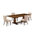 thumbnail image 1 of East West Furniture Lassale 5-piece Wood Dining Set in Walnut/Tan, 1 of 3