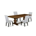 thumbnail image 1 of East West Furniture 5 Piece Kitchen Table Set for 4 Includes a Rectangle Removable Leaf Dining Table and 4 Grey Linen Fabric Upholstered Chairs, 42x92 Inch, Walnut, 1 of 4