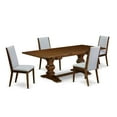 thumbnail image 1 of East West Furniture LALA5-88-05 5 Piece Dining Room Furniture Set Includes a Rectangle Wooden Table with Removable Leaf and 4 Grey Linen Fabric Upholstered Chairs, 42x92 Inch, Walnut, 1 of 4