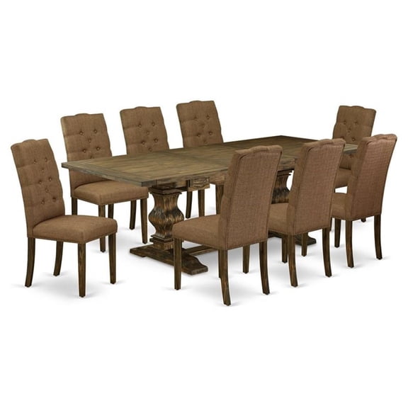 East West Furniture Table Top- Table Pedestal Parson Chairs, LAEL9-77-18