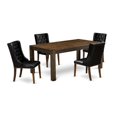 thumbnail image 1 of East West Furniture LMFO5-77-49 5-Pc Modern Dining Set with 1 Dining Table and 4 Black Dining Chairs - Distressed Jacobean Finish, 1 of 8
