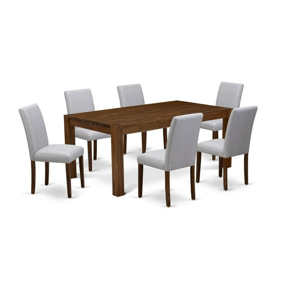 East West Furniture Lismore 7-Piece Wooden Dining Set in Antique Walnut/Gray
