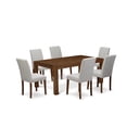 thumbnail image 1 of East West Furniture Lismore 7-piece Wood Dining Set in Natural/Doeskin, 1 of 6