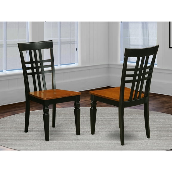 East West Furniture Logan 11" Wood Dining Chairs in Black/Cherry (Set of 2)