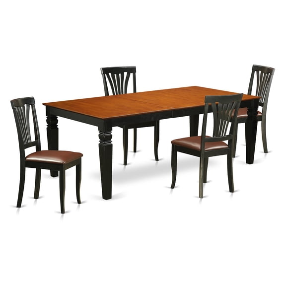 East West Furniture Logan 5 Piece Lath Back Dining Table Set