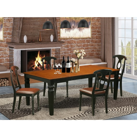 East West Furniture Logan 5-piece Wood Kitchen Table Set in Black/Cherry
