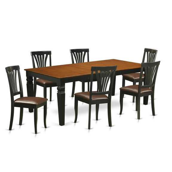 East West Furniture Logan 7-piece Wood Dining Table Set in Black/Cherry
