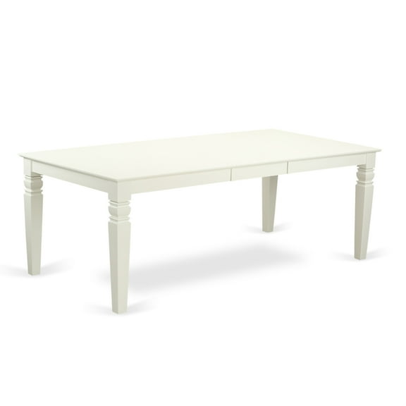 East West Furniture Logan 7-piece Wood Dining Table Set in Linen White