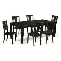 East West Furniture Logan 7-piece Wood Dining Table and Chair Set in Black