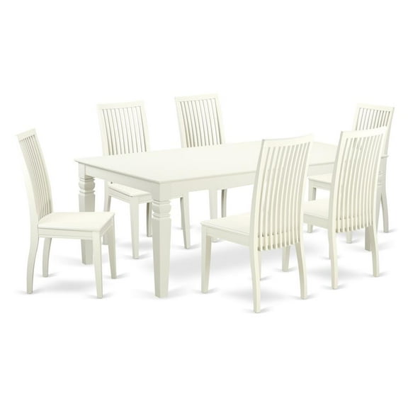 East West Furniture Dining Room Set Linen White, LGIP7-LWH-W