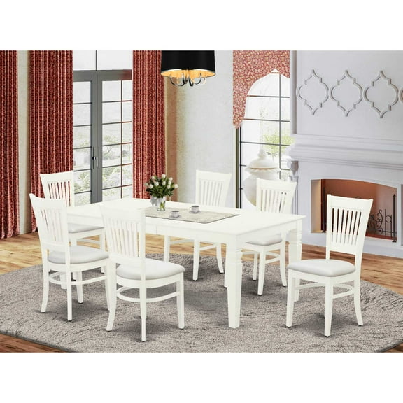East West Furniture Dining Table- Table Leg Dining Chairs, LGVA7-LWH-C
