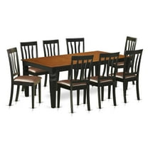 East West Furniture Logan 9-piece Dining Set with Leather Seat in Black/Cherry
