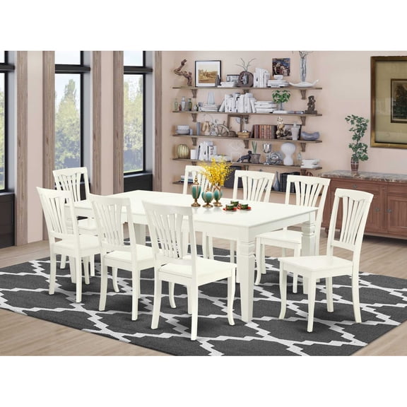 East West Furniture Dining Room Set Linen White, LGAV9-LWH-W