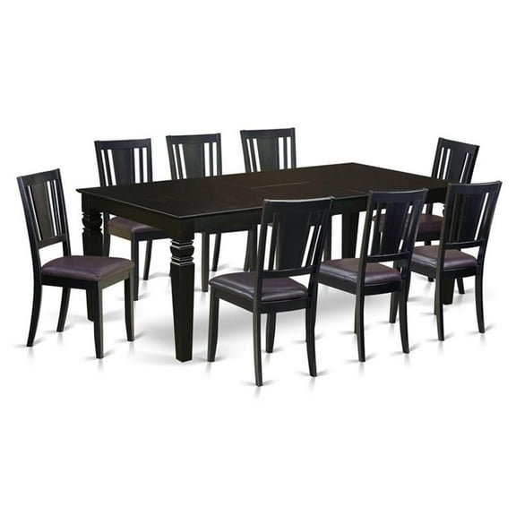 East West Furniture Logan 9-piece Wood Dining Room Set in Black