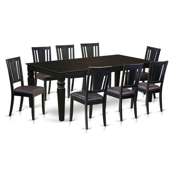 East West Furniture Logan 9-piece Wood Dining Room Set in Black