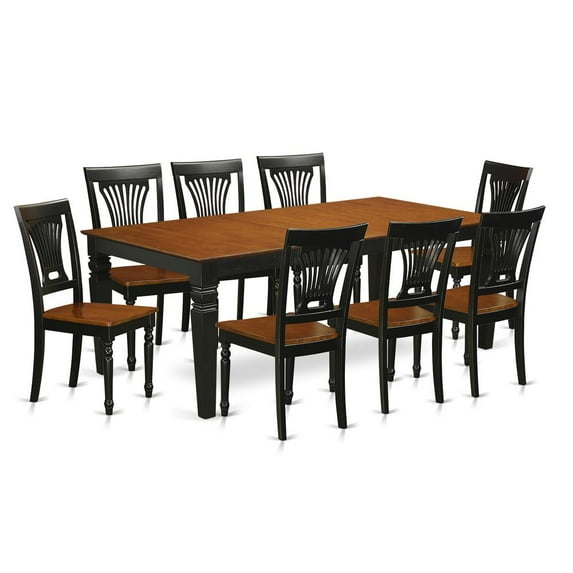 East West Furniture Logan 9-piece Wood Dining Set in Black/Cherry