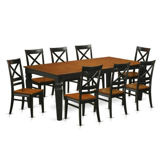 East West Furniture Logan 9-piece Wood Kitchen Table Set in Black/Cherry