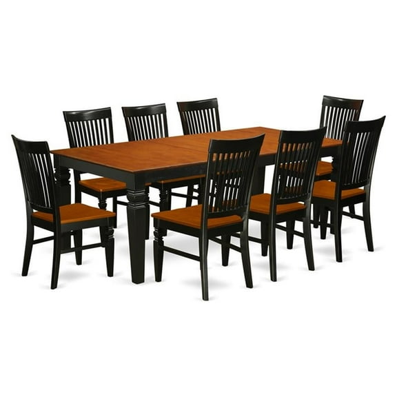 East West Furniture Dining Room Set Black & Cherry, LGWE9-BCH-W