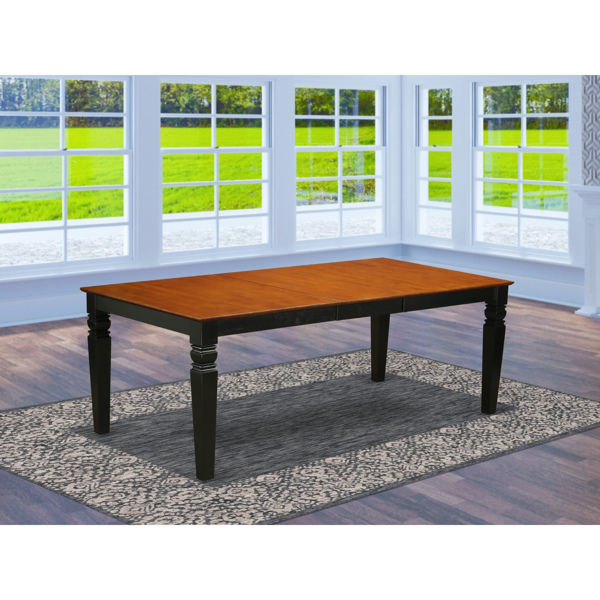 Logan Black and Cherry Extendable Wood Dining Table