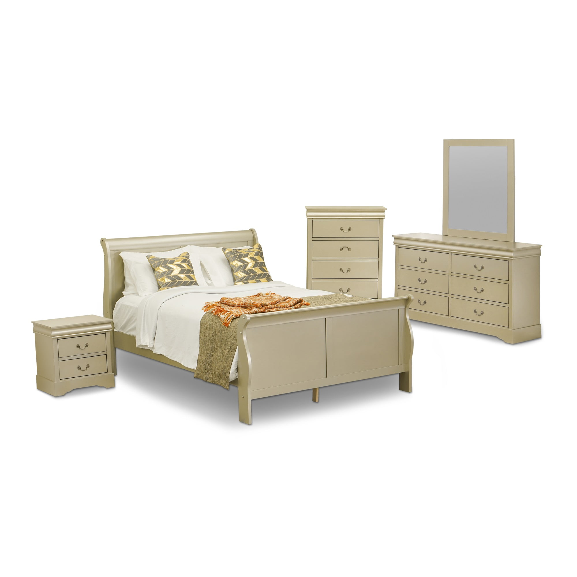 East West Furniture Louis Philippe 3 Piece Queen Size Bedroom Set
