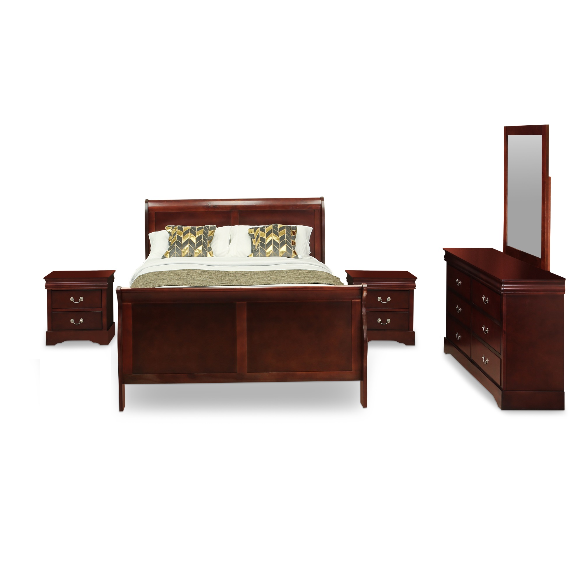 East West Furniture Louis Philippe 5 Piece Queen Size Bedroom Set in
