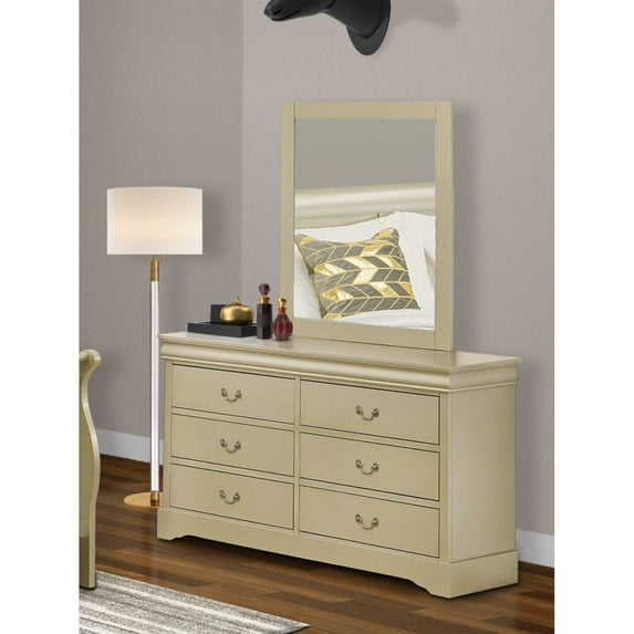 East West Furniture Louis Philippe Dresser & Mirror Set - Phillip Finish