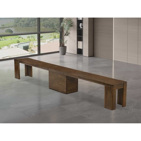 East West Furniture Xtenczar Extendable Modern Bench in Walnut Finish